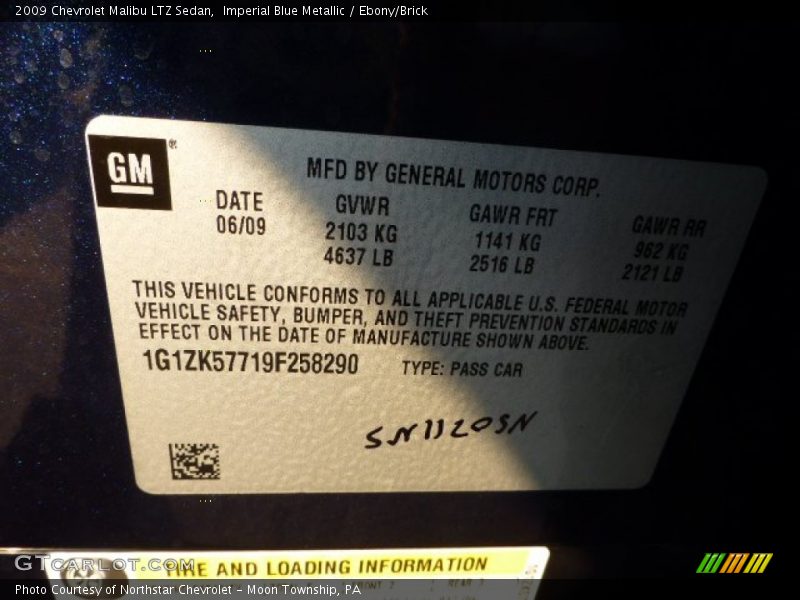 Imperial Blue Metallic / Ebony/Brick 2009 Chevrolet Malibu LTZ Sedan