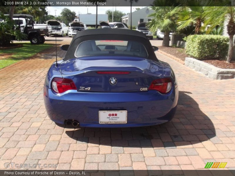 Montego Blue Metallic / Beige 2008 BMW Z4 3.0i Roadster