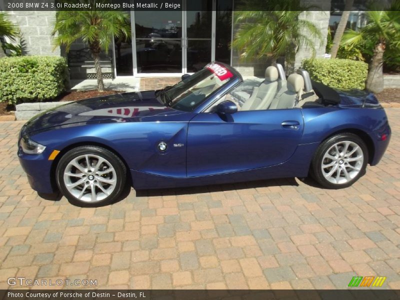 Montego Blue Metallic / Beige 2008 BMW Z4 3.0i Roadster