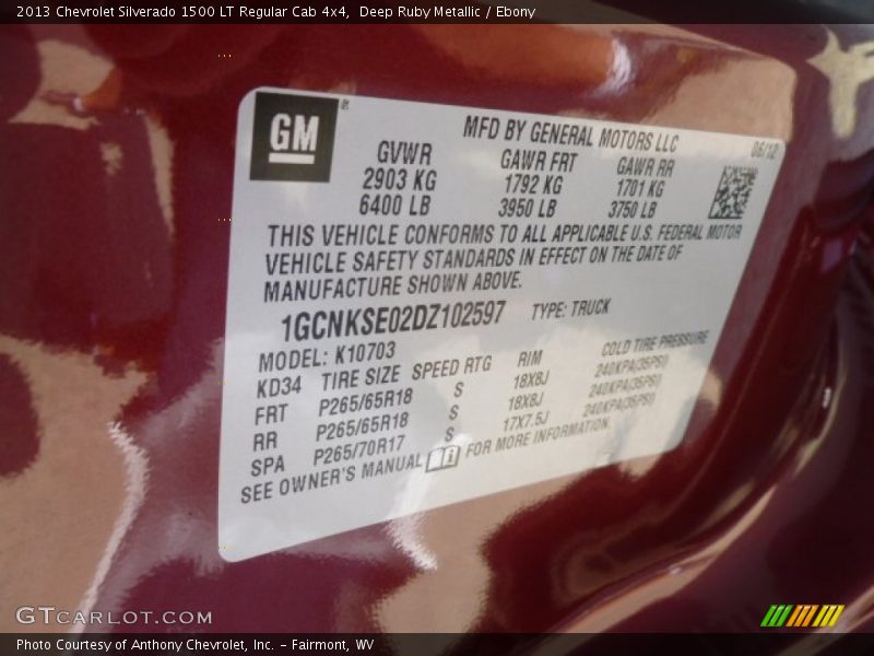 Deep Ruby Metallic / Ebony 2013 Chevrolet Silverado 1500 LT Regular Cab 4x4