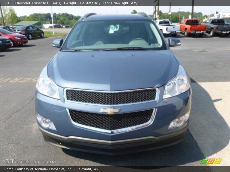 Twilight Blue Metallic / Dark Gray/Light Gray 2012 Chevrolet Traverse LT AWD