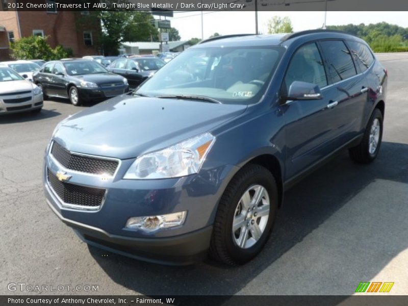 Twilight Blue Metallic / Dark Gray/Light Gray 2012 Chevrolet Traverse LT AWD