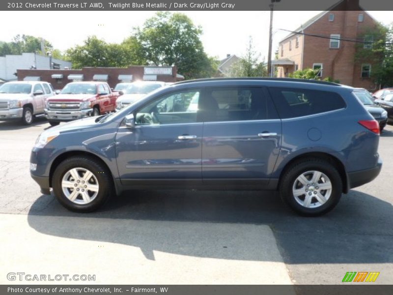 Twilight Blue Metallic / Dark Gray/Light Gray 2012 Chevrolet Traverse LT AWD