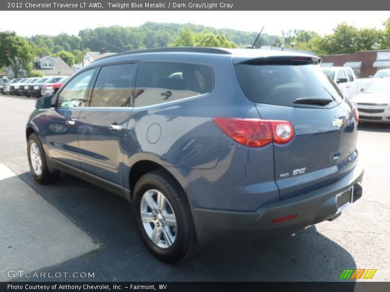 Twilight Blue Metallic / Dark Gray/Light Gray 2012 Chevrolet Traverse LT AWD