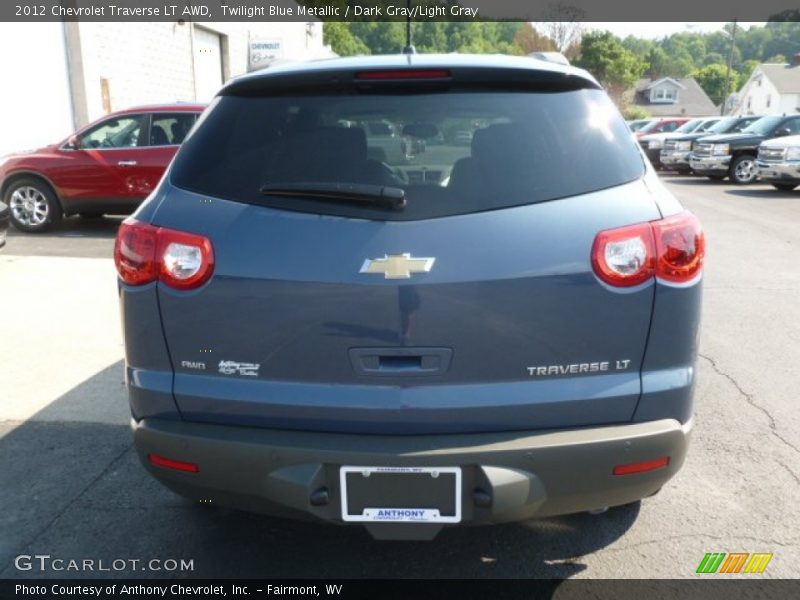 Twilight Blue Metallic / Dark Gray/Light Gray 2012 Chevrolet Traverse LT AWD