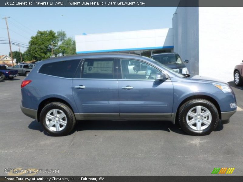 Twilight Blue Metallic / Dark Gray/Light Gray 2012 Chevrolet Traverse LT AWD
