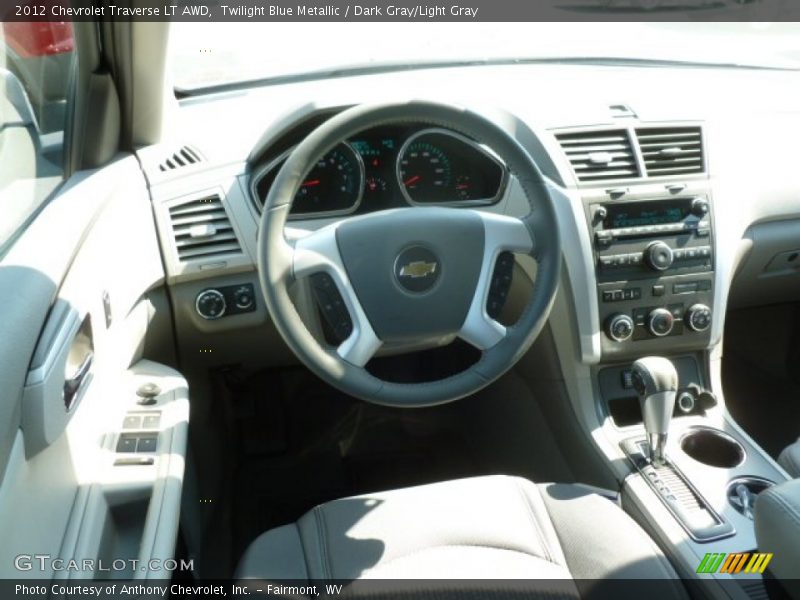 Twilight Blue Metallic / Dark Gray/Light Gray 2012 Chevrolet Traverse LT AWD