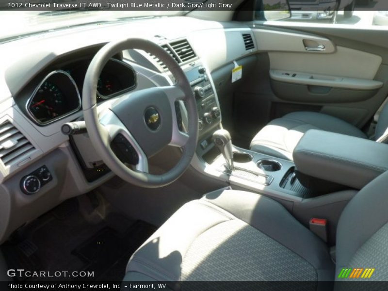Twilight Blue Metallic / Dark Gray/Light Gray 2012 Chevrolet Traverse LT AWD
