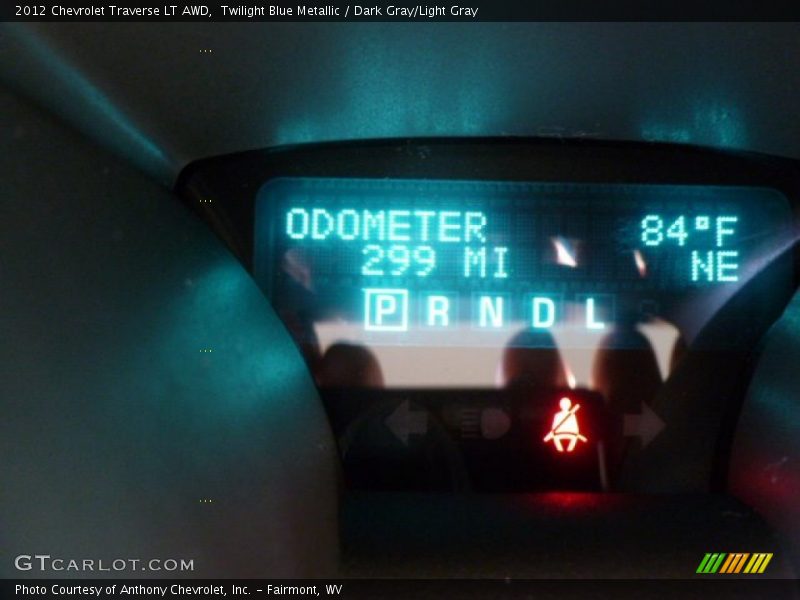 Twilight Blue Metallic / Dark Gray/Light Gray 2012 Chevrolet Traverse LT AWD