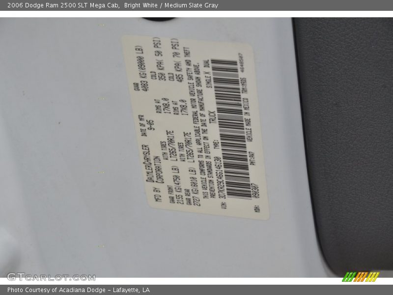 Bright White / Medium Slate Gray 2006 Dodge Ram 2500 SLT Mega Cab