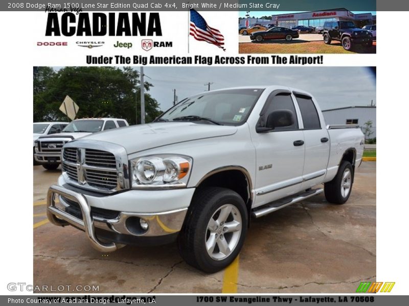 Bright White / Medium Slate Gray 2008 Dodge Ram 1500 Lone Star Edition Quad Cab 4x4