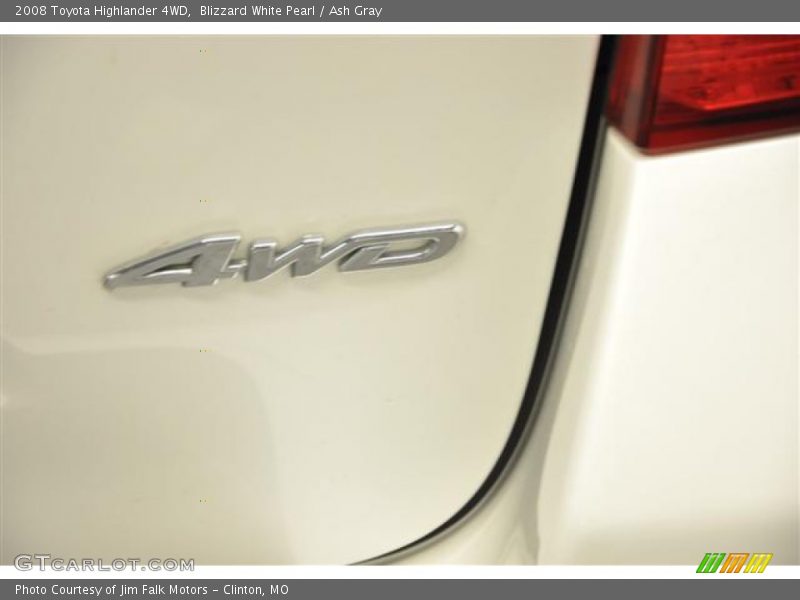 Blizzard White Pearl / Ash Gray 2008 Toyota Highlander 4WD