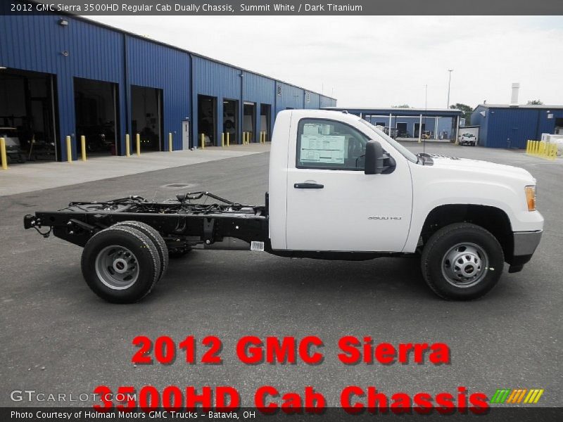 Summit White / Dark Titanium 2012 GMC Sierra 3500HD Regular Cab Dually Chassis