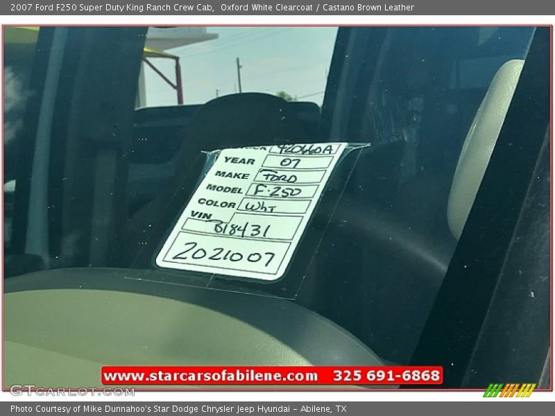 Oxford White Clearcoat / Castano Brown Leather 2007 Ford F250 Super Duty King Ranch Crew Cab