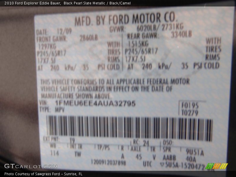 Black Pearl Slate Metallic / Black/Camel 2010 Ford Explorer Eddie Bauer