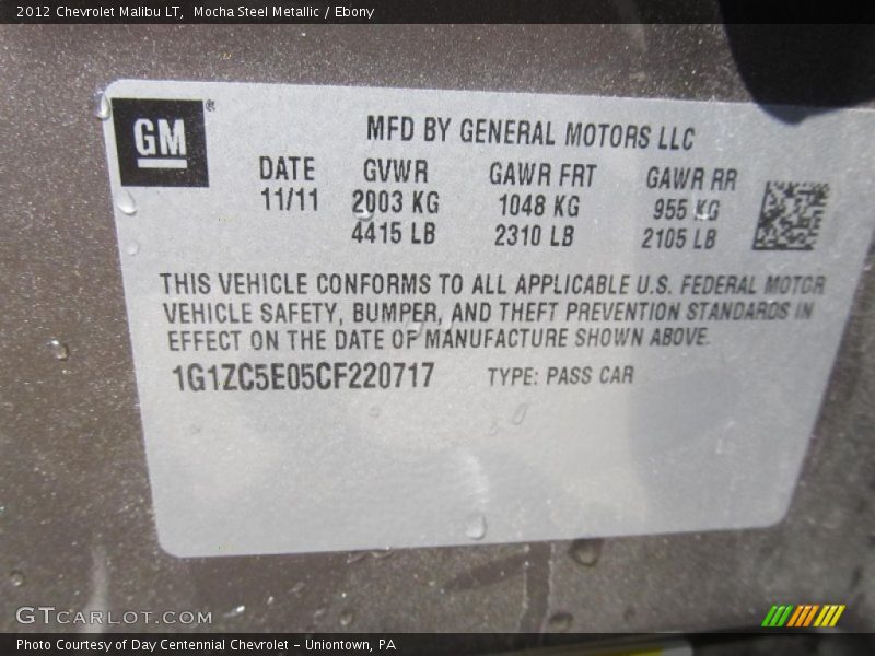 Mocha Steel Metallic / Ebony 2012 Chevrolet Malibu LT