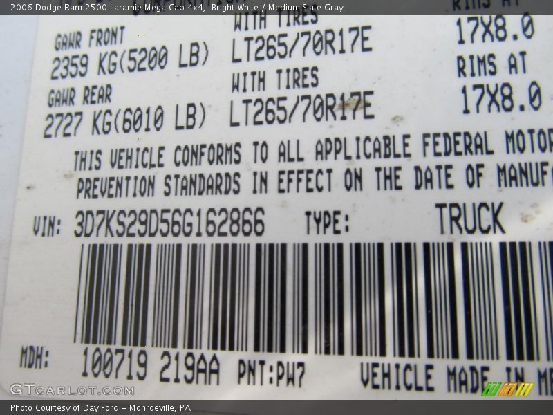 Bright White / Medium Slate Gray 2006 Dodge Ram 2500 Laramie Mega Cab 4x4