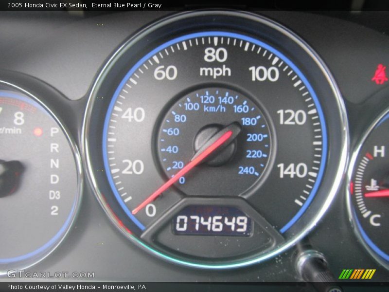 Eternal Blue Pearl / Gray 2005 Honda Civic EX Sedan
