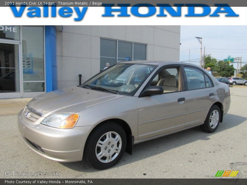 Titanium Metallic / Beige 2001 Honda Civic LX Sedan