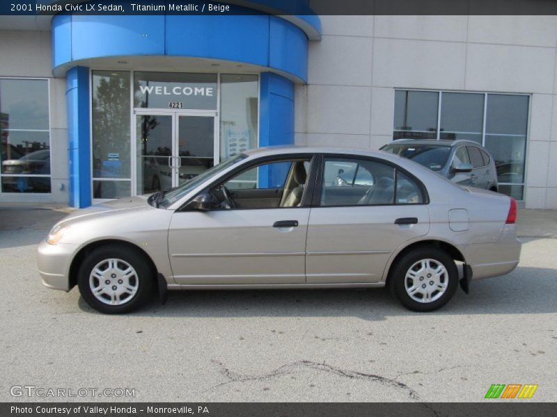 Titanium Metallic / Beige 2001 Honda Civic LX Sedan