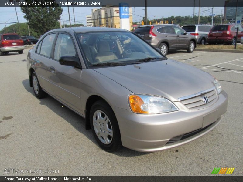 Titanium Metallic / Beige 2001 Honda Civic LX Sedan