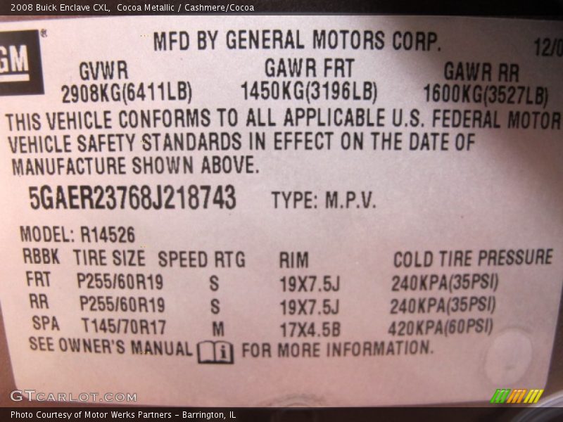 Cocoa Metallic / Cashmere/Cocoa 2008 Buick Enclave CXL