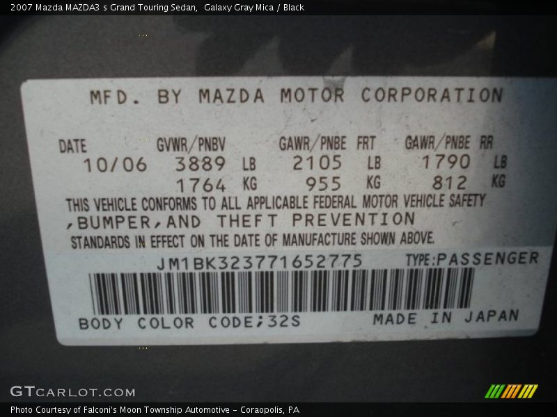Galaxy Gray Mica / Black 2007 Mazda MAZDA3 s Grand Touring Sedan