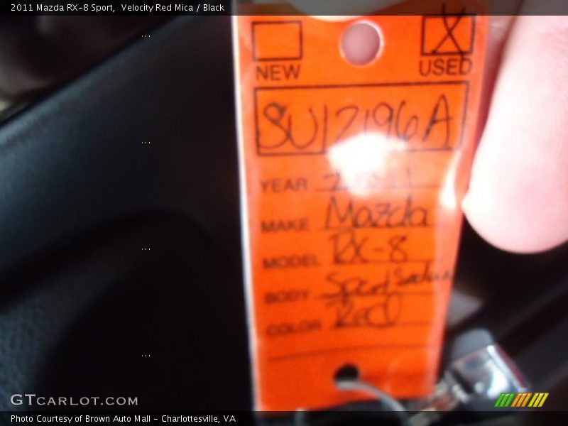 Velocity Red Mica / Black 2011 Mazda RX-8 Sport