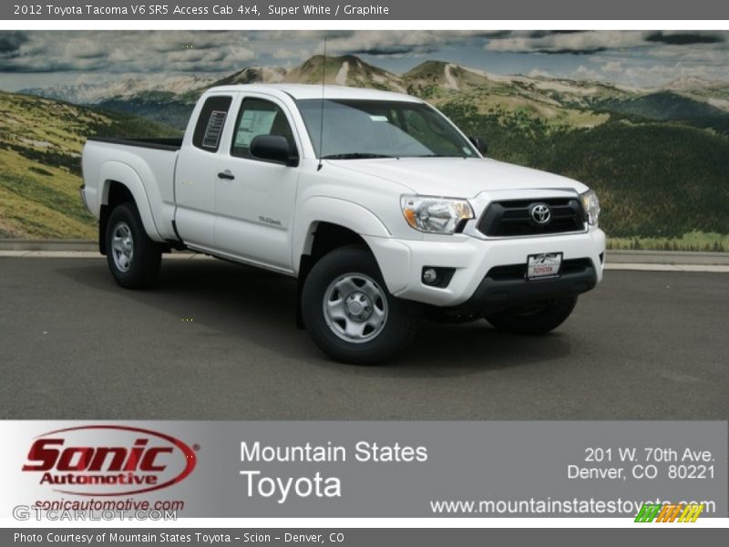 Super White / Graphite 2012 Toyota Tacoma V6 SR5 Access Cab 4x4