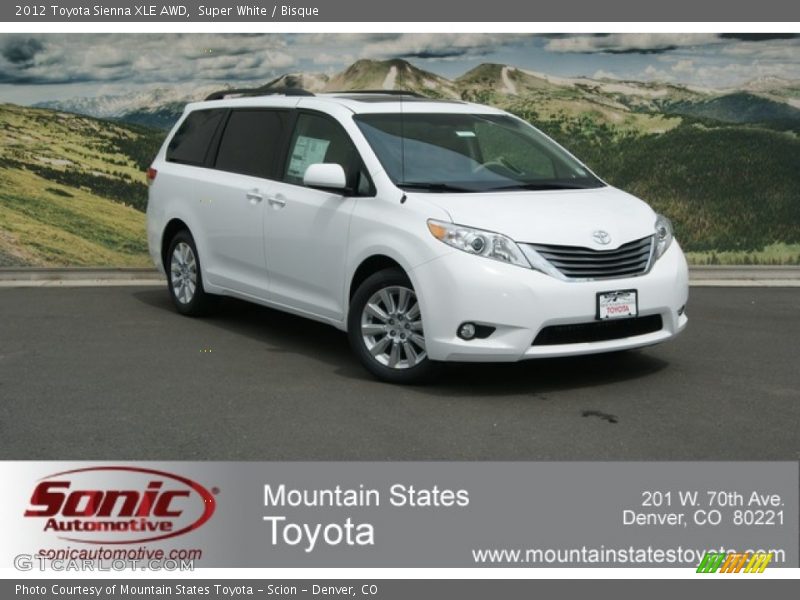 Super White / Bisque 2012 Toyota Sienna XLE AWD