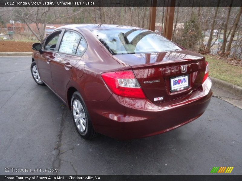 Crimson Pearl / Beige 2012 Honda Civic LX Sedan