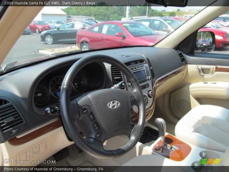 Dark Cherry / Beige 2009 Hyundai Santa Fe GLS 4WD