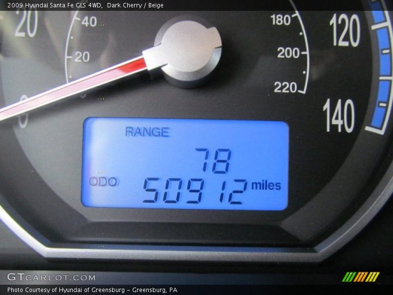 Dark Cherry / Beige 2009 Hyundai Santa Fe GLS 4WD