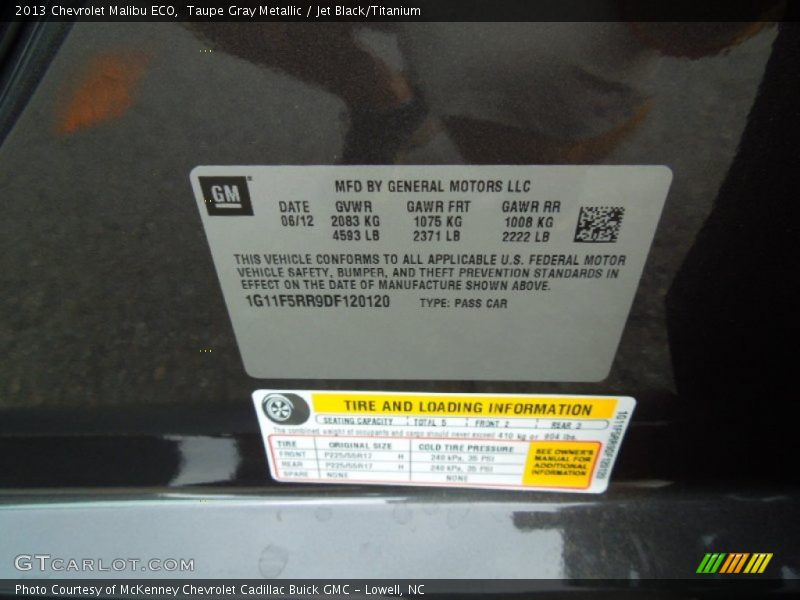 Taupe Gray Metallic / Jet Black/Titanium 2013 Chevrolet Malibu ECO