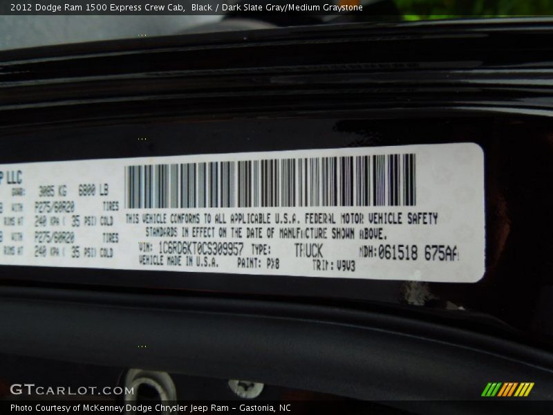 Black / Dark Slate Gray/Medium Graystone 2012 Dodge Ram 1500 Express Crew Cab