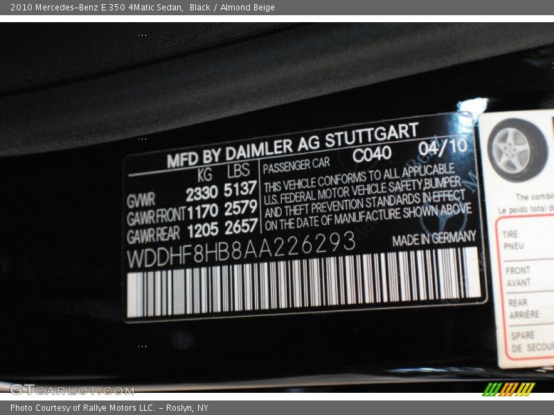 Black / Almond Beige 2010 Mercedes-Benz E 350 4Matic Sedan