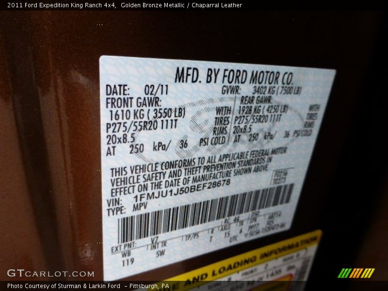 Golden Bronze Metallic / Chaparral Leather 2011 Ford Expedition King Ranch 4x4