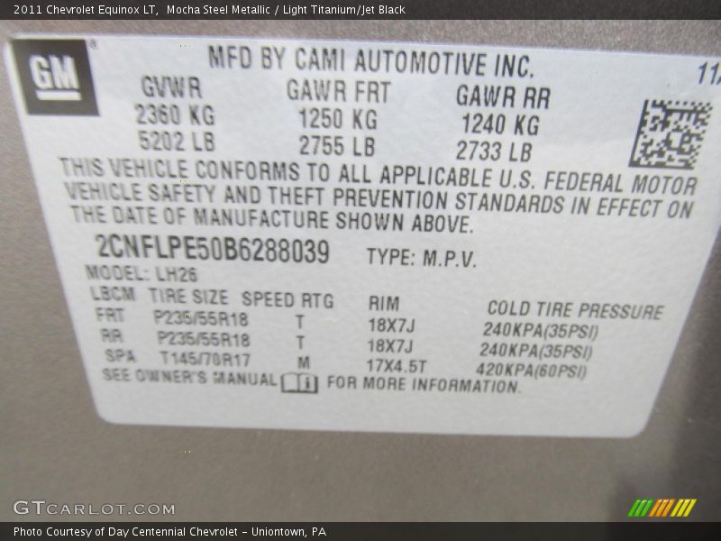Mocha Steel Metallic / Light Titanium/Jet Black 2011 Chevrolet Equinox LT