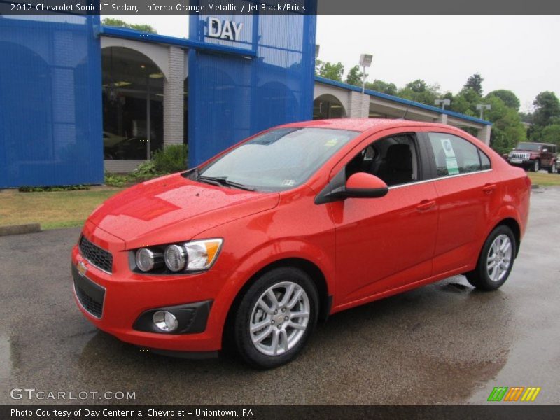 Inferno Orange Metallic / Jet Black/Brick 2012 Chevrolet Sonic LT Sedan