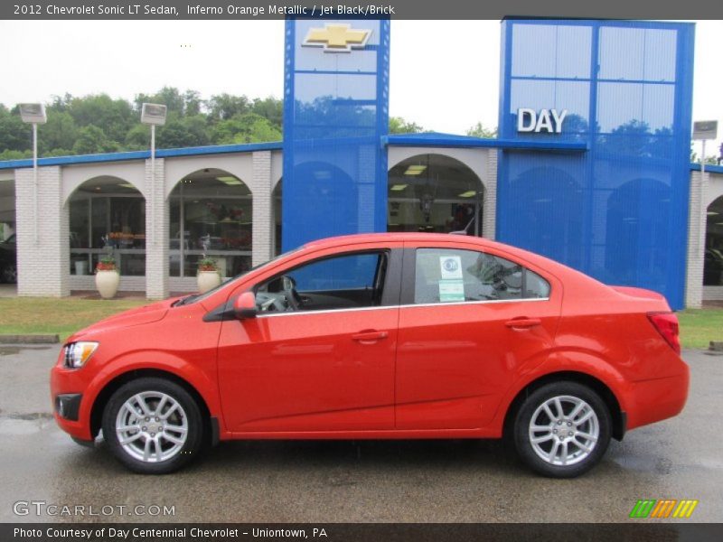Inferno Orange Metallic / Jet Black/Brick 2012 Chevrolet Sonic LT Sedan