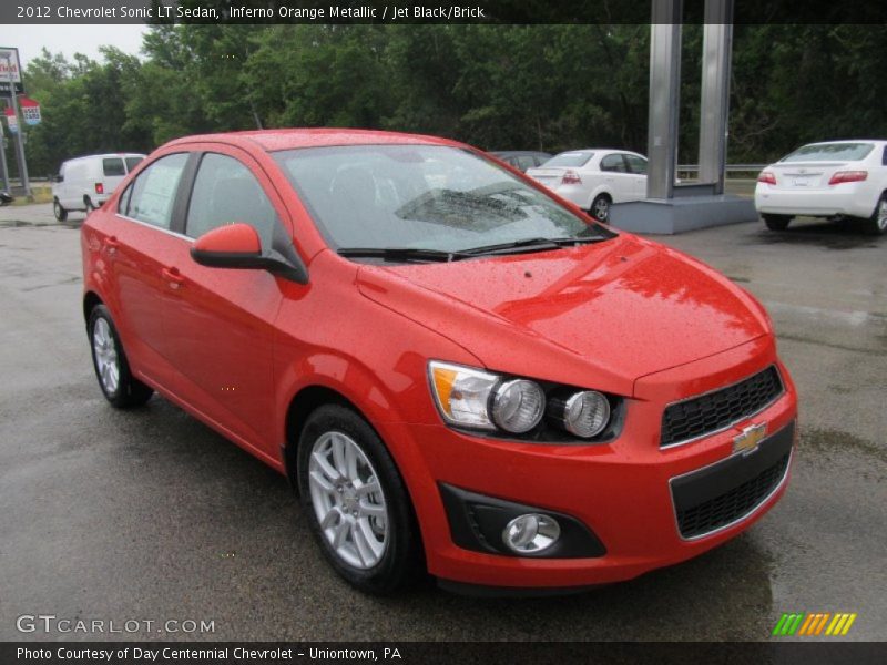 Inferno Orange Metallic / Jet Black/Brick 2012 Chevrolet Sonic LT Sedan
