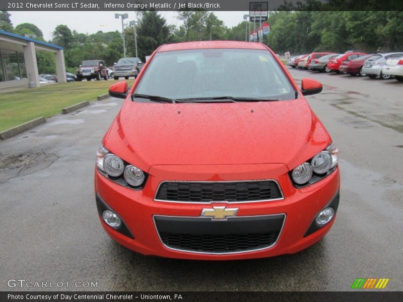 Inferno Orange Metallic / Jet Black/Brick 2012 Chevrolet Sonic LT Sedan