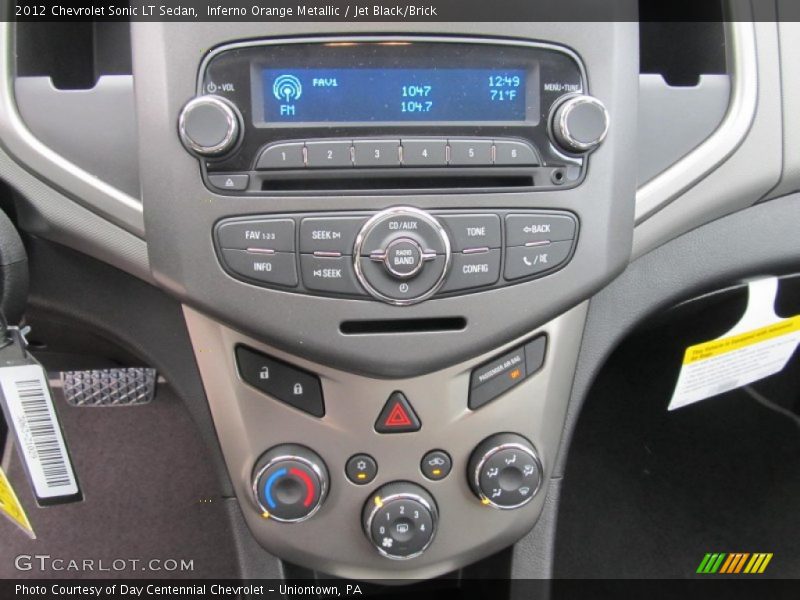 Inferno Orange Metallic / Jet Black/Brick 2012 Chevrolet Sonic LT Sedan