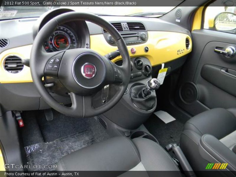 Giallo (Yellow) / Sport Tessuto Nero/Nero (Black/Black) 2012 Fiat 500 Sport