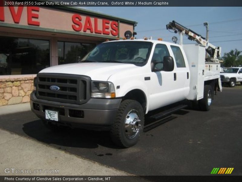 Oxford White / Medium Graphite 2003 Ford F550 Super Duty XL Crew Cab 4x4 Utility Crane