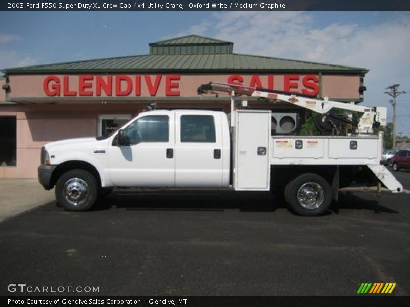 Oxford White / Medium Graphite 2003 Ford F550 Super Duty XL Crew Cab 4x4 Utility Crane