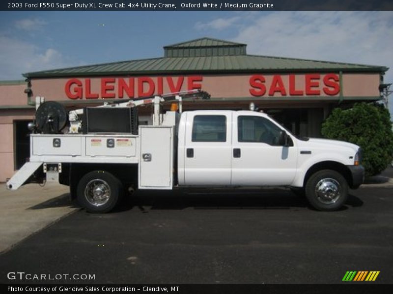 Oxford White / Medium Graphite 2003 Ford F550 Super Duty XL Crew Cab 4x4 Utility Crane