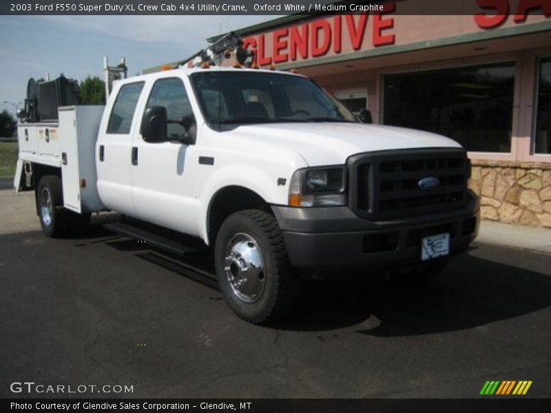 Oxford White / Medium Graphite 2003 Ford F550 Super Duty XL Crew Cab 4x4 Utility Crane