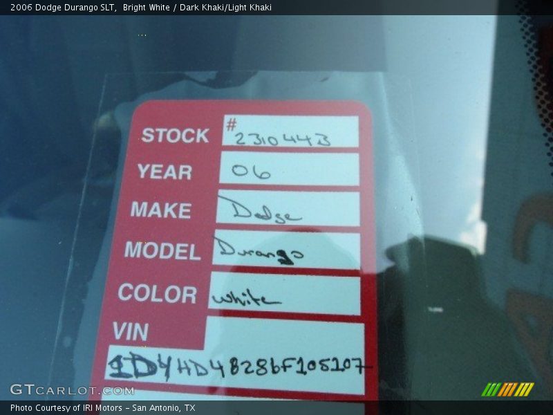 Bright White / Dark Khaki/Light Khaki 2006 Dodge Durango SLT