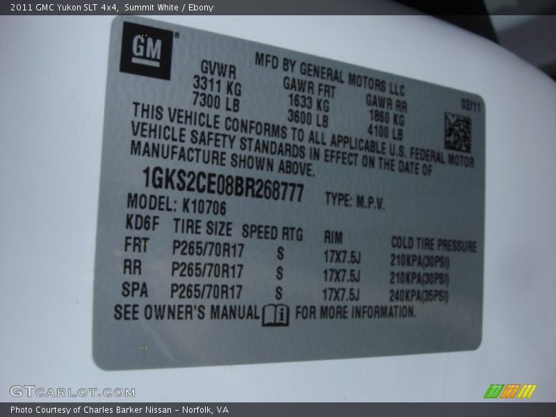 Summit White / Ebony 2011 GMC Yukon SLT 4x4